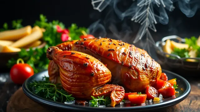 استمتع بمذاق الديك الرومي المشوي على الفحم بطريقة مبتكرة